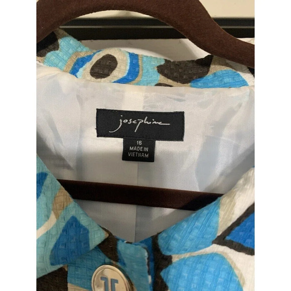 Josephine Artsy Wearable Art Big Buttons Turquoise Floral Print Blazer Jacket 16 - Picture 4 of 7